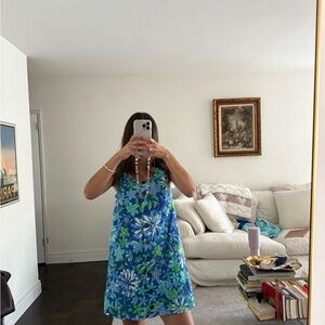 J. Crew Blue and Green Floral Mini Dress